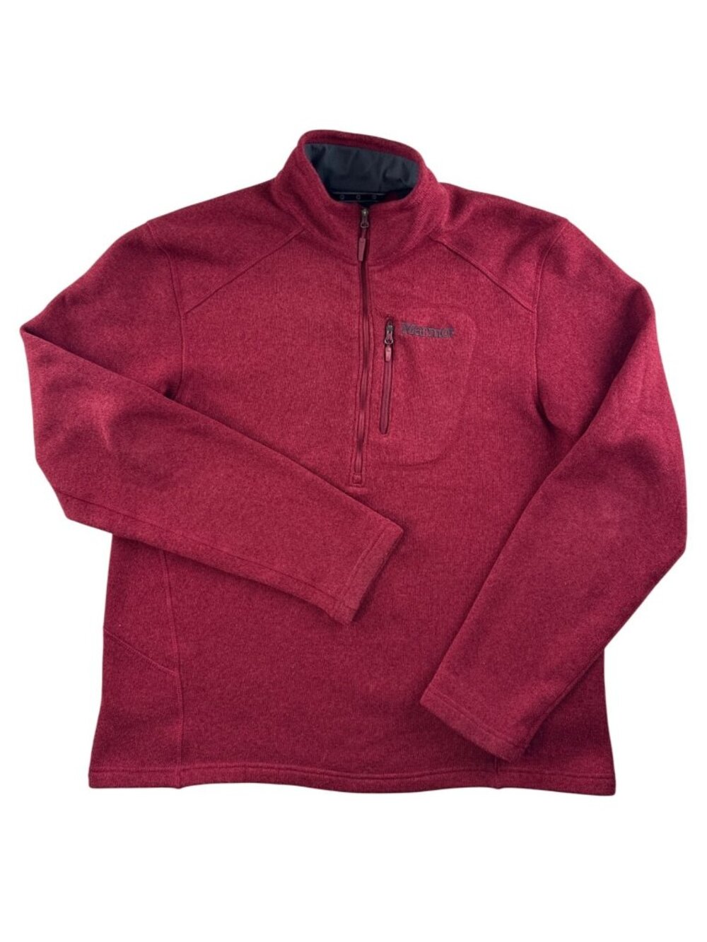 Marmot Men's Large Red Fleece Half Zip Pullover Hiking Outdoor 100% Polyester